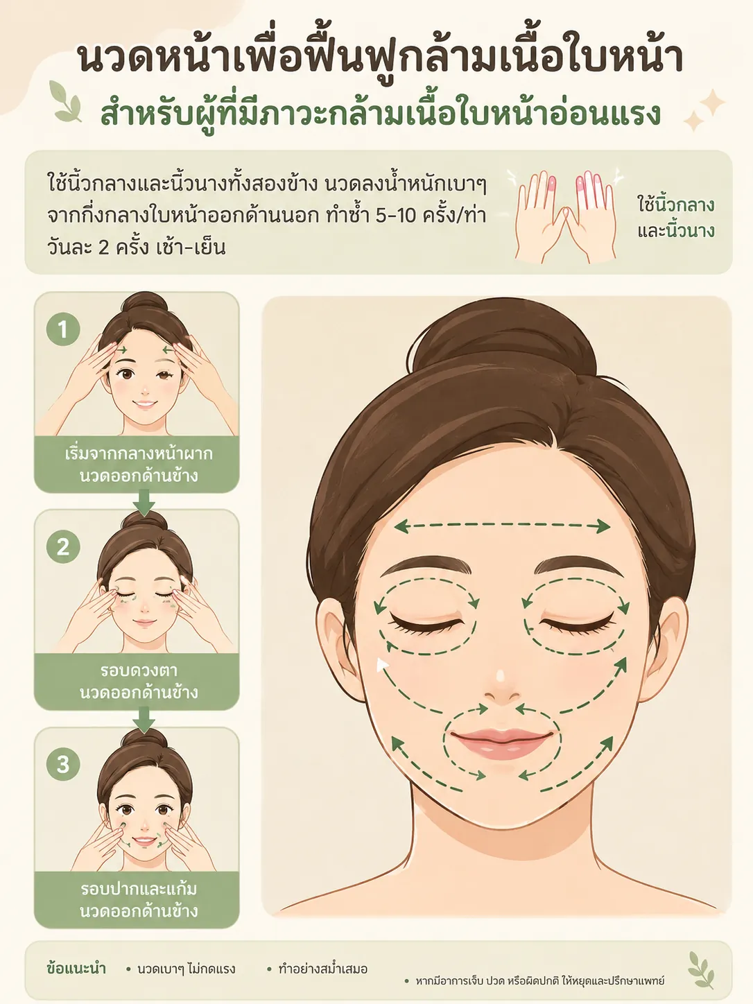นวดหน้าเพื่อฟื้นฟูกล้ามเนื้อใบหน้า